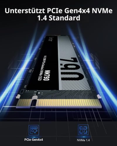 Lexar NM790 SSD 2TB, M.2 2280 PCIe Gen4 NVMe SSD | Bis zu 7 400MB/s Lesen, 6 500MB/s Schreiben, Solid-State-Laufwerk für PC, Laptop und Gamer