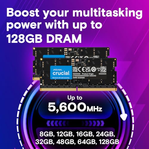 Crucial DDR5 RAM 48GB 5600MHz SODIMM, Arbeitsspeicher für Laptop/Notebook, Mini PC (auch 5200MHz / 4800MHz) CL46 - CT48G56C46S5