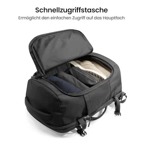 tomtoc 40L Reiserucksack TSA Freundlich Handgepäck Rucksack Travel Backpack | Groß Rucksack für 15,6-17 Zoll Laptop, Flug Genehmigt Bordgepäck Spritzwassergeschützt Kabinenrucksack für Reise Weekender