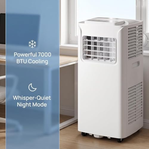 WOMGKDA Tragbares Klimagerät, 12000 BTU Mobile AC mit Fernbedienung, integrierter Luftentfeuchter, mobiler Klimakompressor Kühler, inkl. Fensterabdichtung mit Abluftsch, Style 2, 7000 BTU