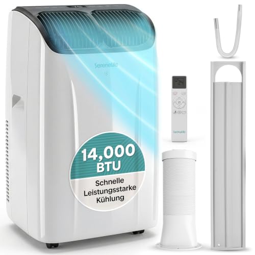SereneLife Klimaanlage Mobil 14000 BTU – Kleine Klimaanlage für Zimmer bis 33 m² | Kühlung, Entfeuchter & Ventilator | 51 dB
