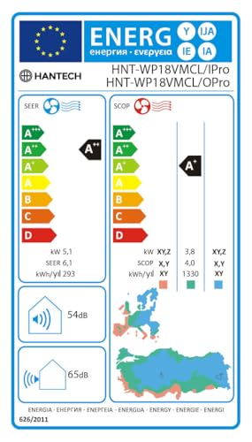 Split Klimaanlage 18000 BTU (bis 60m²) HANTECH H-PRO Heiz-&Kühlfunktion, Luftfilter, WIFI, Montagematerial