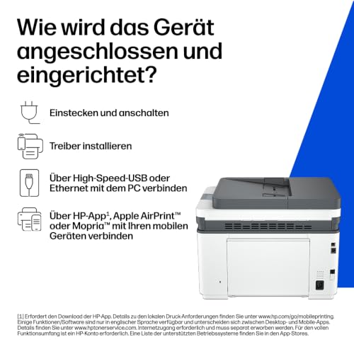 HP LaserJet Pro MFP 3102fdn Laserdrucker Schwarz-Weiß, Multifunktions-Laserdrucker, Automatischer Duplex, Hohe Druckgeschwindigkeiten, Ethernet, USB Hi-Speed, Fax, App, Wolf Pro Security