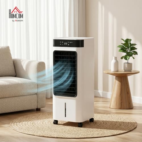 HOMCOM Mobiler Luftkühler 3-in-1 Verdunstungskühler 7L Wassertank Weiß