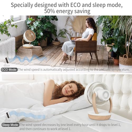 MYCARBON leise Ventilator 20dB DC Motor 1850m³/h Luftmenge 8 Stufe ECO Modus Ventilator 3D Luftumwälzer für 30m² Schlafzimmer Turbo Tischventilator 8h Timmer