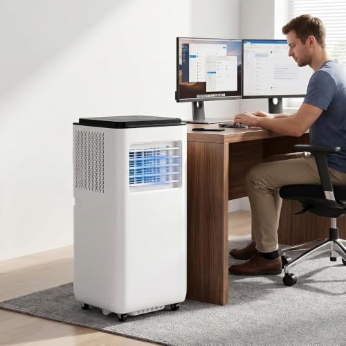 GIOFEOIK Tragbares Klimagerät 12000 BTU Monoblock mit Fernbedienung, Digitalanzeige, Schlafmodus, 3 Gebläsestufen, Fensterabdichtung für Innenräume, Style 2, 11000 BTU