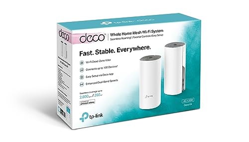 TP-Link Deco E4 Mesh WLAN Set (2er Pack), AC1200 Dual Band Router & Repeater, 2 × Gigabit Ports für Jede Einheit, empfohlen für Häuser mit 2-3 Schlafzimmern, Umfassender Jugendschutz