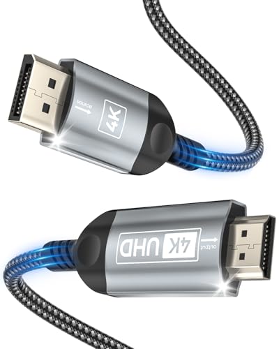 Nersligek 4K DisplayPort zu HDMI Kabel 2M, DP zu HDMI Stecker UHD 4K@30Hz/2K@60/1080P@120 Nylon DP zu HDTV Uni-Direktionales Kabel für Dell, Projektor, Desktop, AMD, NVIDIA, Lenovo, HP, ThinkPad