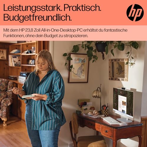 HP All-in-One-PC, 23,8" FHD-Touchscreen, AMD Ryzen 5 7520U, 16 GB DDR4 RAM, 512 GB SSD, AMD Radeon-Grafik, Windows 11 Home, QWERTZ, Weiß
