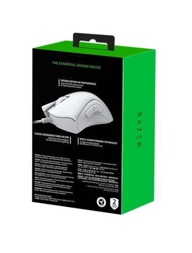 Razer DeathAdder Essential (2021) - Essentielle Gaming-Maus mit optischem 6.400-DPI-Sensor - Ergonomisches Gehäuse - Extra robust - PC/Mac | Weiß