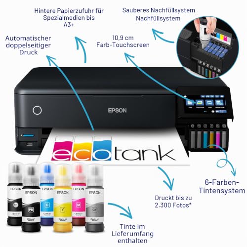 Epson EcoTank ET-8550 ET 8550 ET8550 Multifunktionsdrucker – Farbe – Tintenstrahldrucker – nachfüllbar – A3 (mittel) – bis zu 16 p