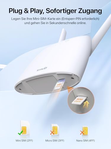 Tenda 4G06 4G Volte WLAN Router für SIM Karten, LTE Cat4, 2,4Ghz 300 Mbit/s