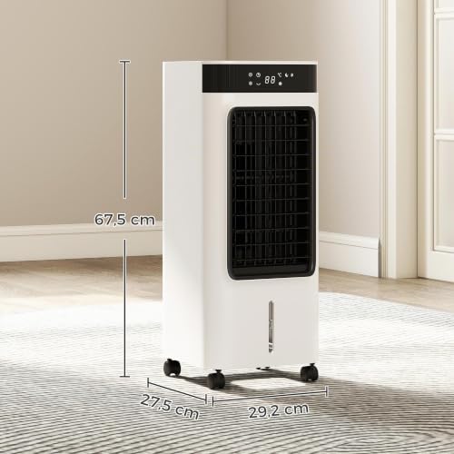 HOMCOM Mobiler Luftkühler 3-in-1 Verdunstungskühler 7L Wassertank Weiß