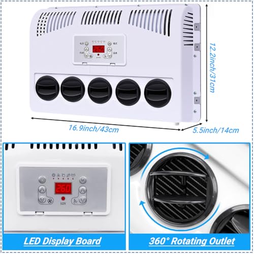 Mini Split Klimagerät, 12V Elektrisches Kühlgerät mit leisem Betrieb und intelligenter Frequenzumwandlung für Wohnmobile, LKW und Anhänger
