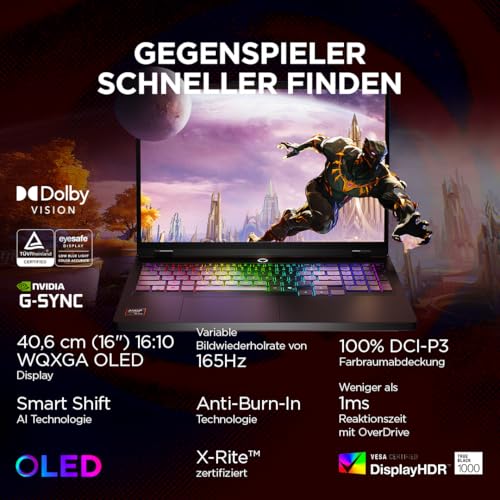 Lenovo Legion Pro 5 16ADR10 Gaming AI Laptop | 16" WQXGA 165 Hz OLED Display | NVIDIA GeForce RTX 5060 | AMD Ryzen 7 | 32GB RAM | 1TB SSD | Win11 | QWERTZ | Eclipse Black | 3 Monate GamePass