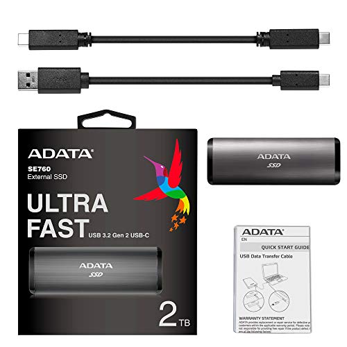 ADATA SE760 1 TB portable external SSD, grau, USB-C 3.2 Gen 2