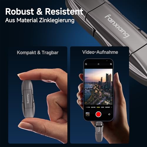 fanxiang 10X schnellere Externe SSD 512GB, bis zu 1050 MB/s, USB-C + USB-A