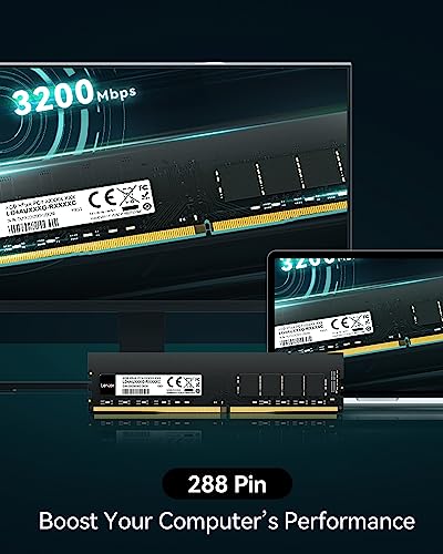 Lexar UDIMM DDR4 RAM 16GB, 3200 MHz RAM DDR4, 288-Pin U-DIMM Desktop Arbeitsspeicher, Hochleistungs-Computerspeicher, PC-RAM-Modul-Upgrade, Hochleistungs Arbeitsspeicher, CL22-22-22-52, 1.2V