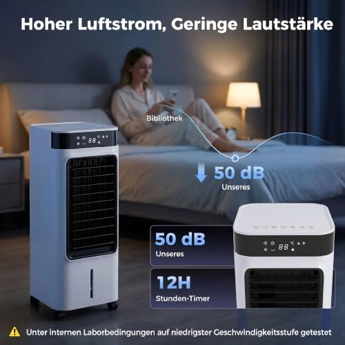 HOMCOM Mobiler Luftkühler 3-in-1 Verdunstungskühler 7L Wassertank Weiß