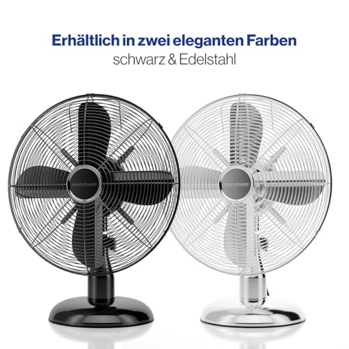 ProfiCare® Ventilator mit Schwenkfunktion I Ventilator leise 3 Stufen I Ø 30 cm I Tischventilator 35W I Fan I Tischventilator sehr leise I PC VL 3063 M chrom