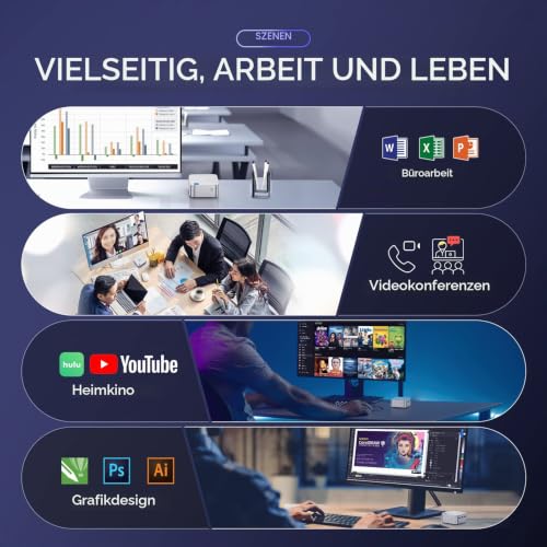 ACEMAGICIAN Vista Mini T8 Plus Mini PC Ιntel Alder Lake-N N95(Bis zu 3,4 GHz), 8GB DDR4 256GB M.2 2280 SSD Micro Desktop Computer Support 3 Displays/HDMIx3 | Kleiner PC für Büro/HTPC