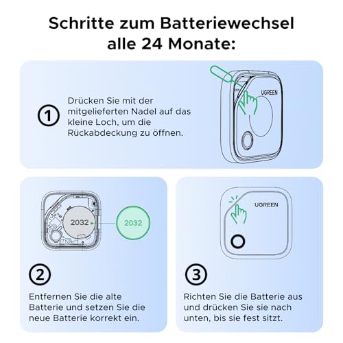 UGREEN FineTrack (1er Pack) Tracker kompatibel mit Apple Find My (nur iOS)
