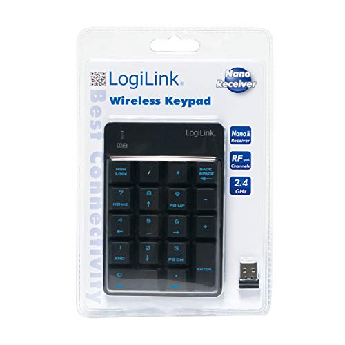 LogiLink Kabelloses Keypad Ziffernblock 18 Tasten, Black