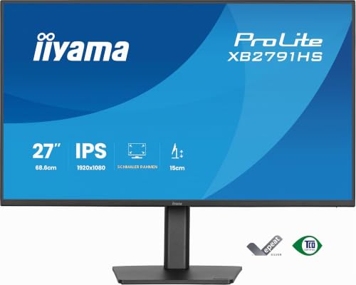 iiyama Prolite XB2791HS-B1 Full-HD IPS-Monitor | 68,6 cm, 27", 120Hz, HDMI, DP, Adaptive Sync, Höhenverstellung, Lautsprecher, Kopfhöreranschluss, Energieklasse C, schwarz