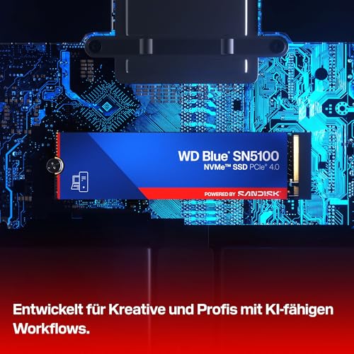 WD Blue SN5100 NVMe SSD 500 GB (6.600 MB/s Lesegeschwindigkeit, M.2 2280, PCIe Gen 4.0, nCache 4.0, SanDisk 3D CBA NAND-Technologie, Acronis True Image)