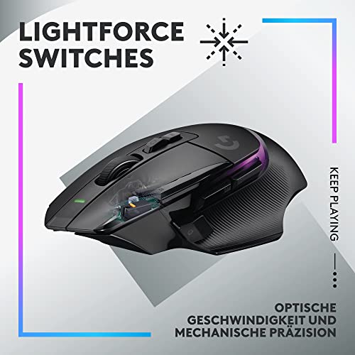 Logitech G G502 X Plus Lightspeed Kabellose RGB-Gaming-Maus | Optische Maus mit LIGHTFORCE Hybridschaltern, LIGHTSYNC, Hero 25K Gaming-Sensor, Kompatibel mit PC - macOS/Windows - Schwarz
