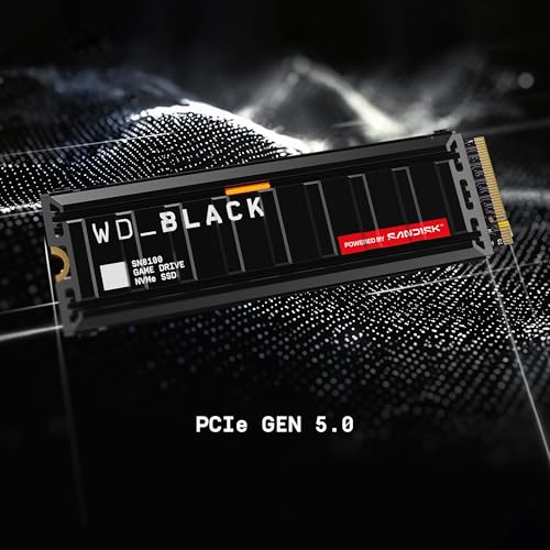 WD_Black SN8100 1 TB PCIe 5.0x4 NVMe M.2 SSD mit Kühlkörper (Lesegeschwindigkeiten von bis zu 14.900 MB/s, Schreibgeschwindigkeiten von bis zu 11.00MB/s, TLC 3D CBA NAND) - Powered by SANDISK