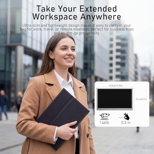 Portable Monitor 15,6 Zoll, 1920x1080P FHD IPS Entspiegelt | USB-C & Mini HDMI | Integrierte Lautsprecher & Schutzhülle mit Ständer | Zusatzbildschirm für Laptop, PC, Mac, Handy, PS5/4, Xbox, Switch