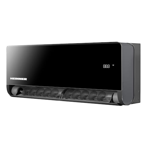 Heinner HAC-BP12WIFI-BK BlackPearl Split-Klimaanlage Schwarz, 12000 BTU, WiFi, Smart Inverter, A+++ Kühlung, A++ Heizung, Active Clean, Breeze Away, Cascade, ECO, 8°C-Heizfunktion, für 16–23 m²