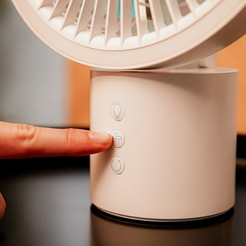Cecotec Akku-Tischventilator EnergySilence 8000 Portable Desk, 8.000 mAh | 20 cm Durchmesser, LED-Leuchtring mit 3 Helligkeitsstufen, 360° Oszillation, 4 Geschwindigkeiten, neigbar