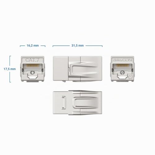 deleyCON RJ45 Kupplung CAT 7 10Gbps 600MHz Metall, 1 Stück - Silber