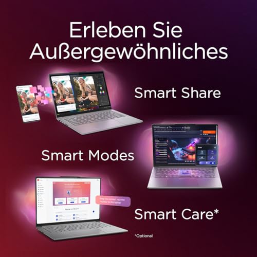 Lenovo Yoga Pro 9i Aura Edition Laptop | AI-PC | 16" 3.2K OLED | Intel Core Ultra 9 285H | 32GB RAM | 1TB SSD | NVIDIA GeForce RTX 5060 | Win11 Pro | QWERTZ Beleuchtet | Grau | 3 Jahre Premium Care