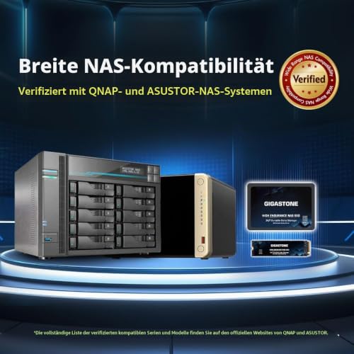 Gigastone NAS SSD 4TB SSD Festplatte (4er-Pack) Hohe Dauerhaltbarkeit SSD für 24/7 Dauerbetrieb NAS-Systeme RAID 2,5 Zoll SATA III Internes Festkörper-Laufwerk SSD Caching