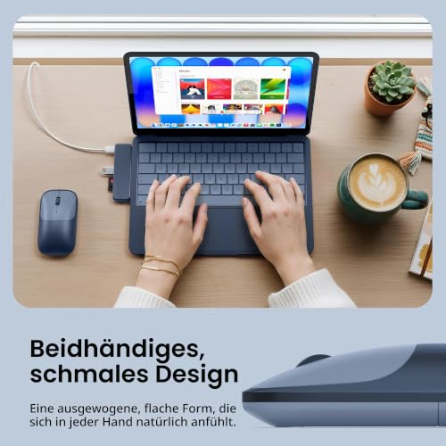 SATECHI Kabellose Maus Slim EX, Bluetooth & 2,4 GHz, Aufladbar, Indigo | Ideal für MacBook Neo Farben, leise Klicks, 3 Monate Akku, eloxiertes Aluminium, Multi-Device, macOS/Windows/iPadOS/Android