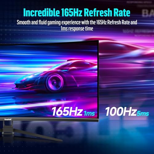 Gawfolk Gaming Curved Monitor 34 Zoll 165Hz, 1500R Ultrawide PC Bildschirm UWQHD 3440x1440P, Gebogenes Computerbildschirm, VA, Displayport, HDMI, VESA 75 * 75mm