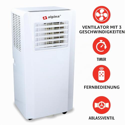 Alpina Mobiles Klimaanlage A007G - Luftentfeuchter - Luftreiniger - Ventilator - 11000 BTU - Timer - Fernbedienung