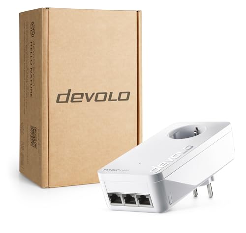 devolo Magic 2 Triple Erweiterungsadapter, Powerline Adapter, bis zu 2.400 Mbit/s, 3x Gigabit-Anschlüsse, ideal für Gaming, dLAN 2.0, Weiß