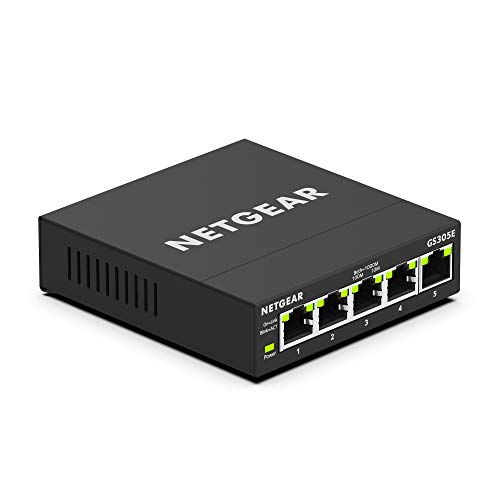 NETGEAR LAN Switch 5 Port, Managed Gigabit Netzwerk Switch GS305E | Desktop/Wandmontage, Heimnetz-Hub, Leiser Betrieb