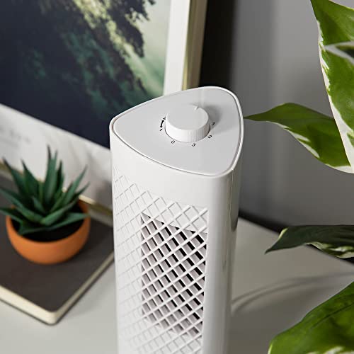Russell Hobbs RHTF1321 Mini-Turmventilator, leicht, 33 cm, tragbar, 3 Geschwindigkeiten, 75° Schwenkwinkel, kräftiger Luftstrom, leise im Betrieb, weiß