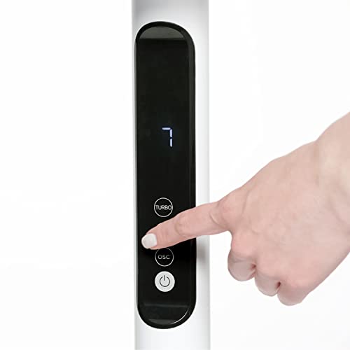 VIOLA Leiser Standventilator mit Fernbedienung, leistungsstarker digitaler Motor, geringer Stromverbrauch, 19 W, 7 Flügel, 9 Geschwindigkeiten, Oszillation 120 °, vertikale Drehung, Turbo, Timer