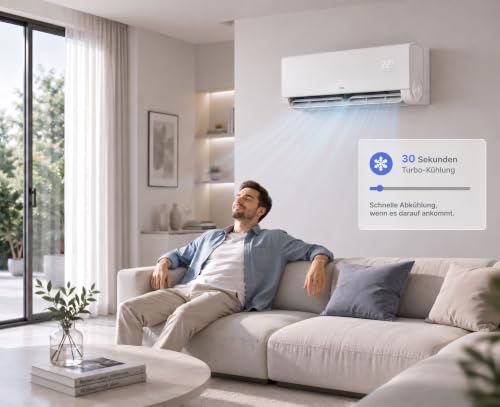 TCL VoxIn Split Klimaanlage 9000 BTU 2.7kW Set inkl 5m Leitungen Kühlen Heizen Entfeuchten Ventilieren Hands Free AI Voice Control Inverter Wärmepumpe A+++ WLAN App Steuerung