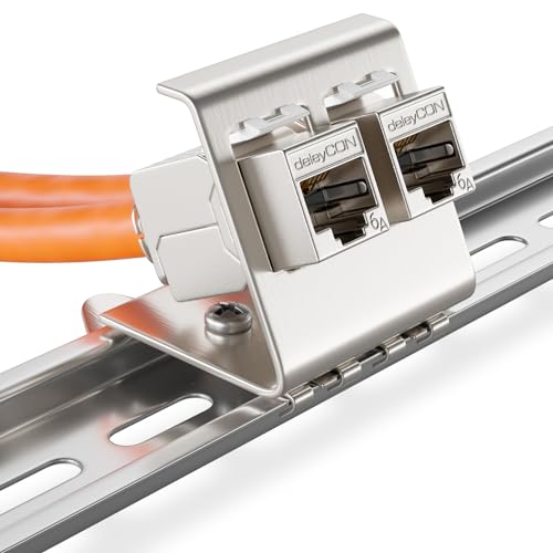 deleyCON CAT6a Keystone Jack Modul 2-Port Hutschienenadapter, 2 Stück