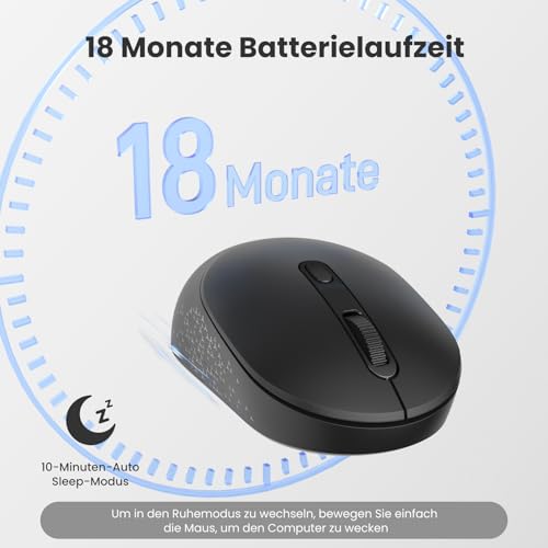 TECKNET Bluetooth Kabellose Maus (BT 5.0/3.0 + 2.4G) Wireless Mouse | 1600 DPI Sensor, leise Klicks, optische Abtastung, Wireless Mouse kompatibel mit Windows/macOS/iPadOS, Laptop & PC