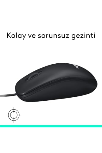 Logitech M90 Maus mit Kabel | 1000 DPI Sensor, USB-Anschluss, 3 Tasten, Für Links- und Rechtshänder, PC/Mac - Schwarz