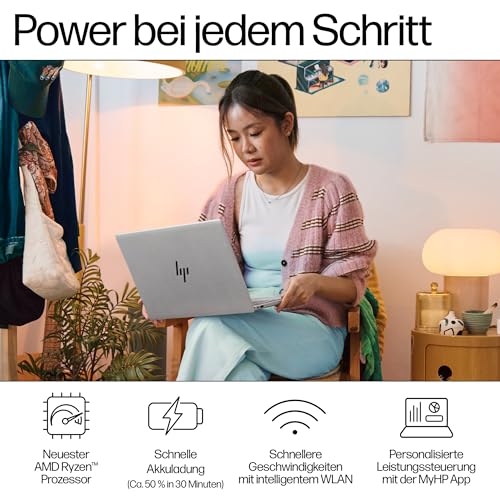 HP Pavilion Plus Laptop | AMD Ryzen 7 7840U mit integrierter KI | 14" 3K OLED Display | 120 Hz | 16GB RAM | 1TB SSD | Win11 | QWERTZ | Silber | inkl. 25 GB Dropbox-Speicher für 12 Monate