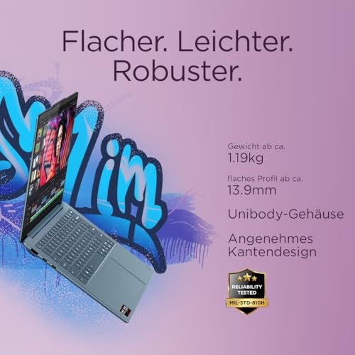Lenovo Yoga Slim 7 Laptop | Copilot+ PC | 14" 2.8K WUXGA OLED Display | AMD Ryzen AI 5 340 | 16GB RAM | 512GB SSD | AMD Radeon Grafik | Win11 | QWERTZ | Tidal Teal | 3 Monate Premium Care